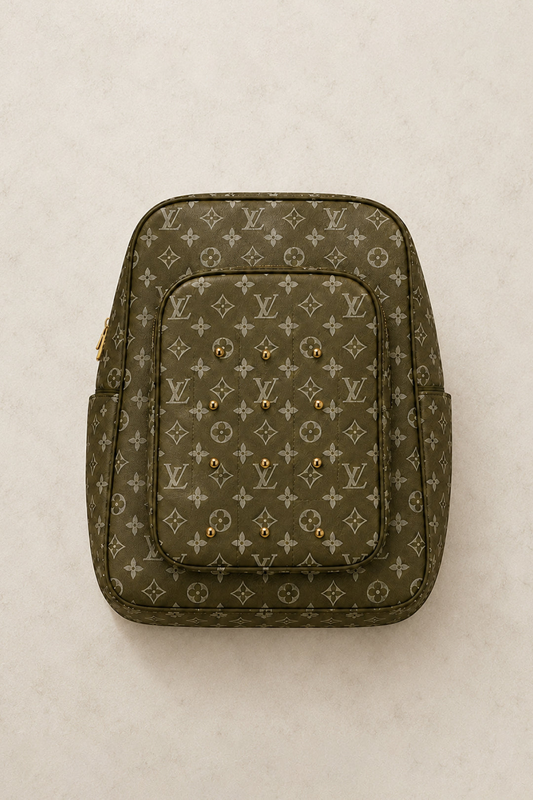 Premium Olive Luxe Studded Backpack for Women